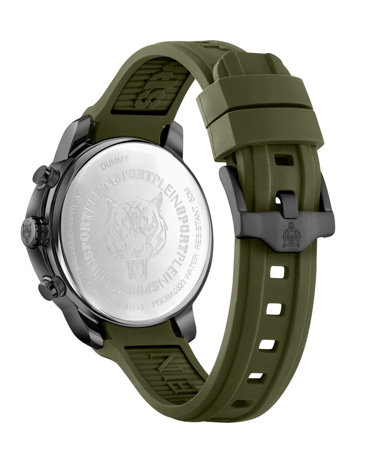 Shop Plein Sport Men's Chronograph Date Quartz Plein Gain Green Silicone Strap Watch 43mm In Ion Plated Black