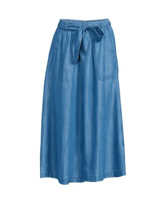 Lands End Women s TENCEL Fiber Tie Waist Midi Skirt Macy s