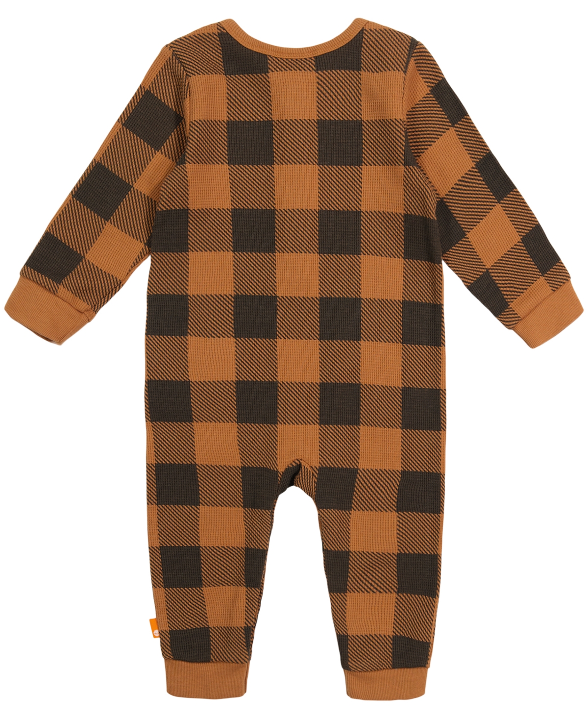 Shop Timberland Baby Boys Check Thermal Footless One Piece Coverall In Brown Sugar