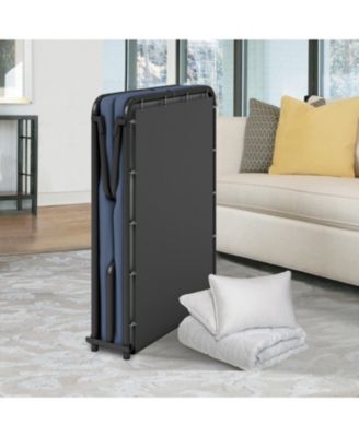 Folding Foldaway Extra Portable Guest Bed Cot with Gel Lux Foam Mattress-Twin