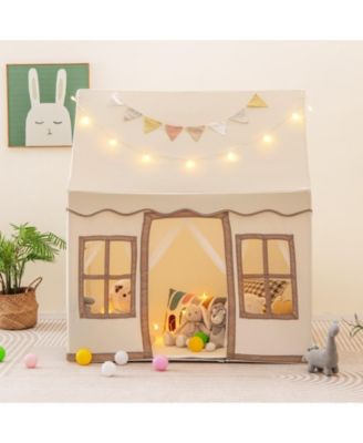 Kids Play Castle Tent Large Playhouse Toys Gifts with Star Lights Washable Mat