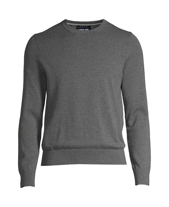 Lands' End Men's Tall Fine Gauge Supima Cotton Crewneck Sweater - Macy's