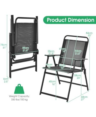 2pcs Patio Folding Chairs Heavy-Duty Metal Frame Armrests Portable Outdoor