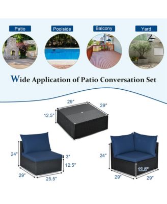 7PCS Patio Rattan Furniture Set Sectional Sofas Cushion Covers