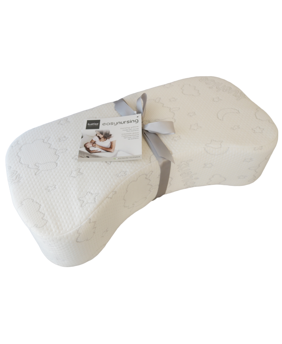 Kushies Baby Boys or Baby Girls Easy Nursing Pillow - White and Gray