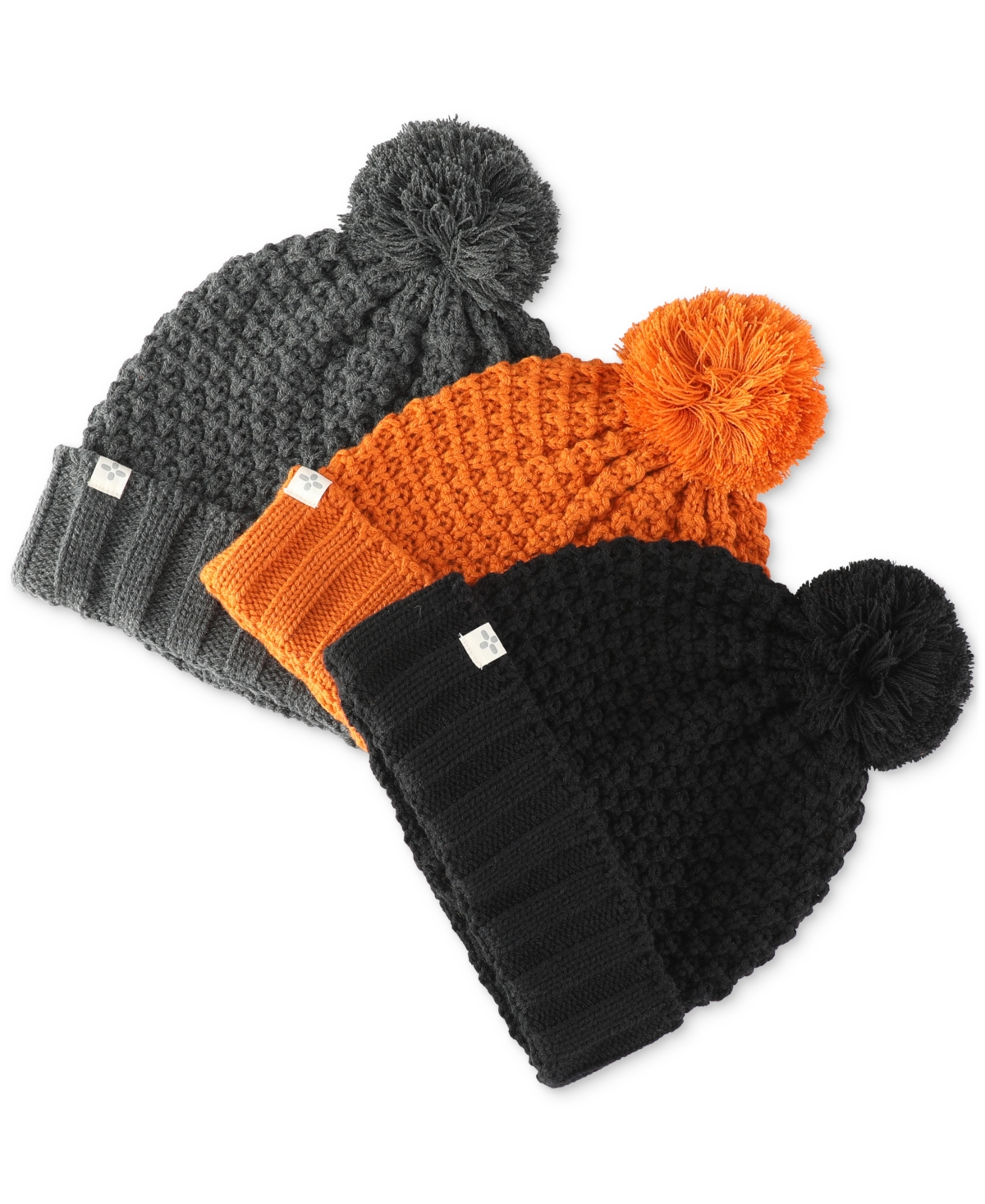 Shop Sun + Stone Men's Textured-knit Cuffed Pom-pom Beanies, Created For Macy's In Sunset
