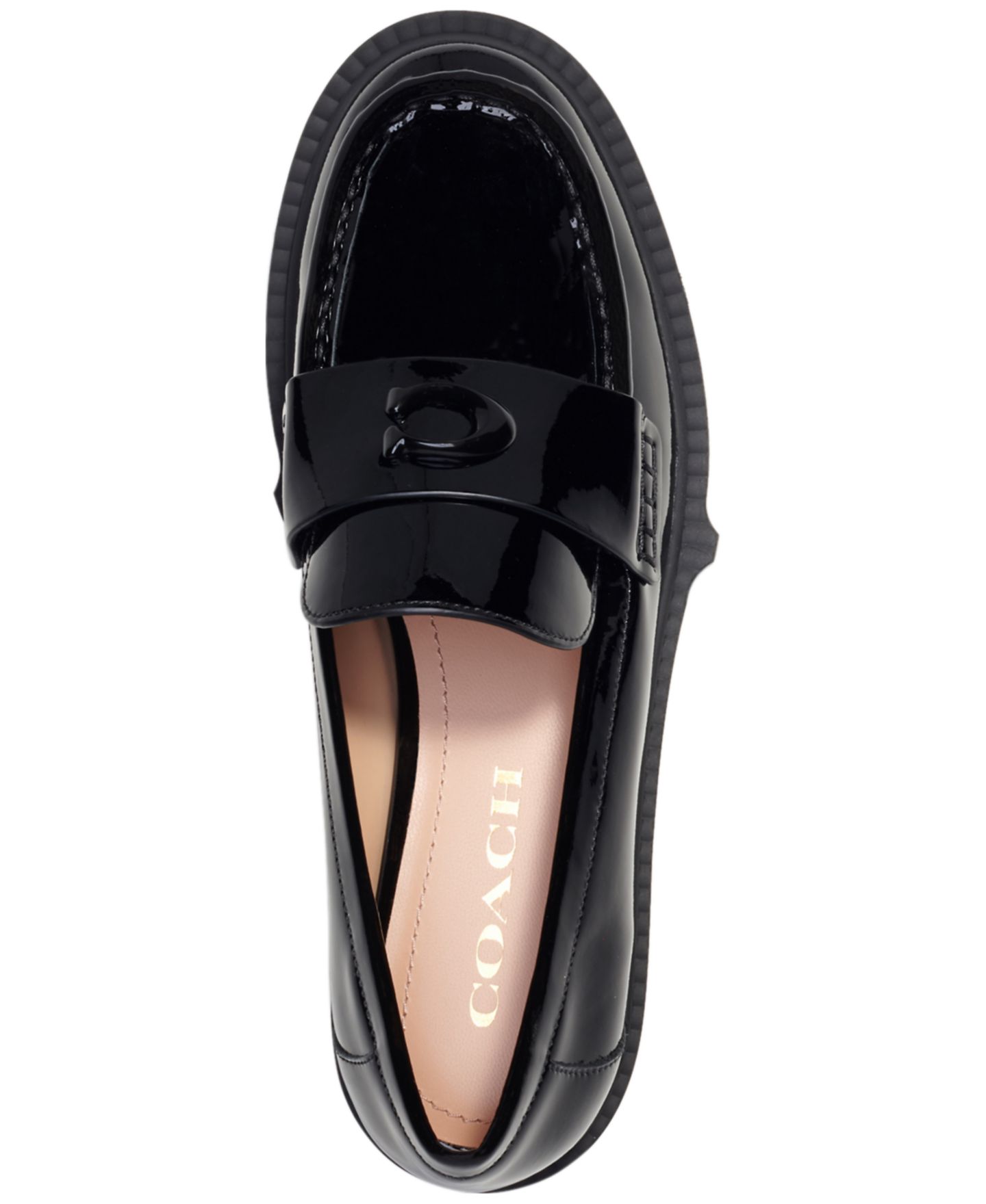 Женские туфли COACH Leah Platform Lug Sole, цвет: Чёрная лаковая кожа — фото 4