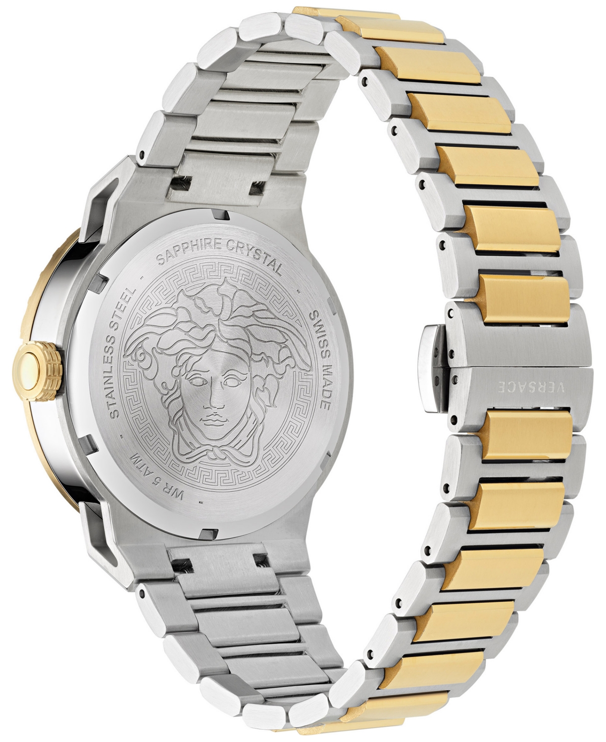 Shop Versace Women's Swiss Medusa Infinite Diamond (1/6 Ct. T.w.) Two-tone Stainless Steel Bracelet Watch 38mm In Two Tone