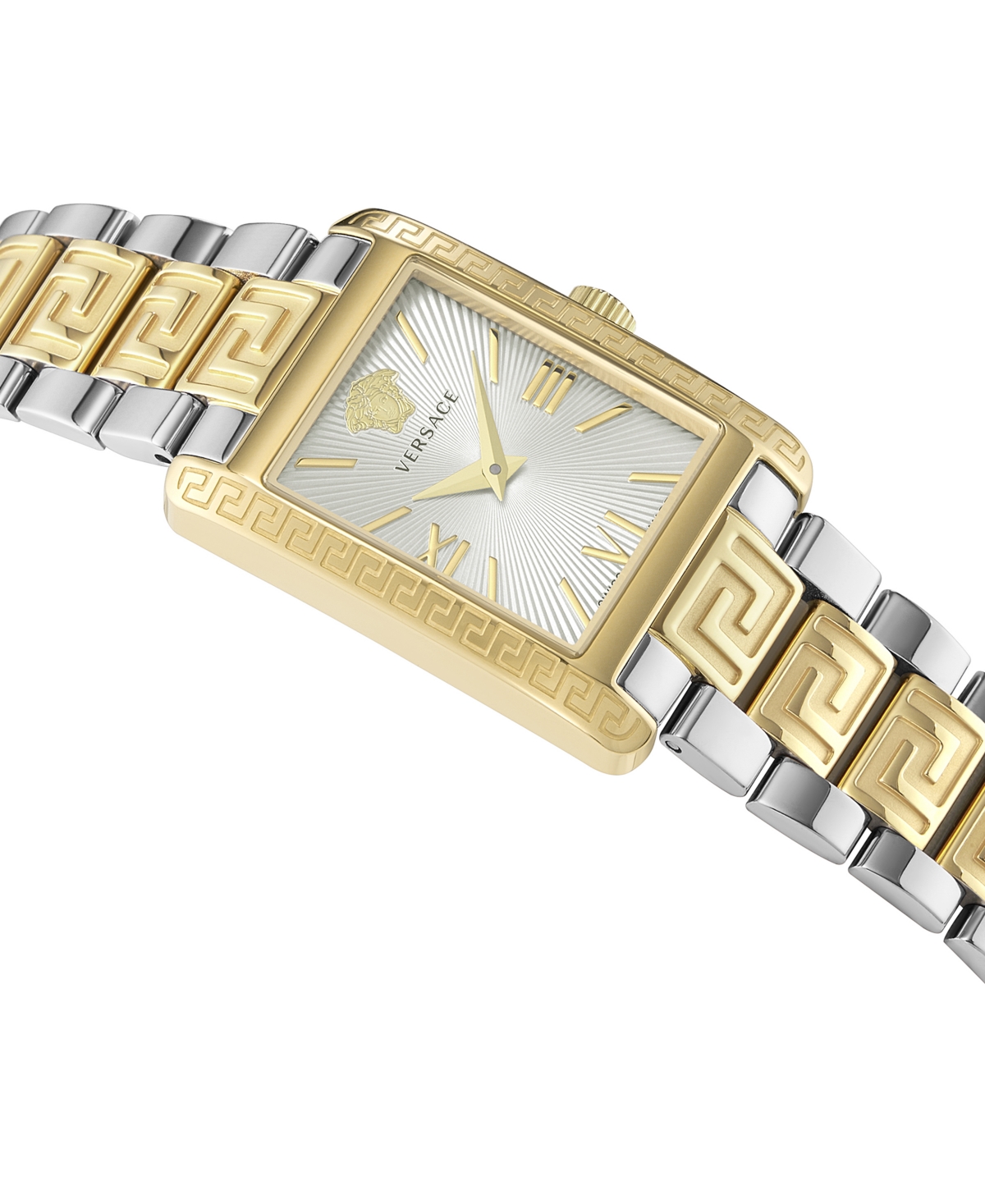 Shop Versace Women's Swiss Tonneau Two-tone Stainless Steel Bracelet Watch 23x33mm In Two Tone
