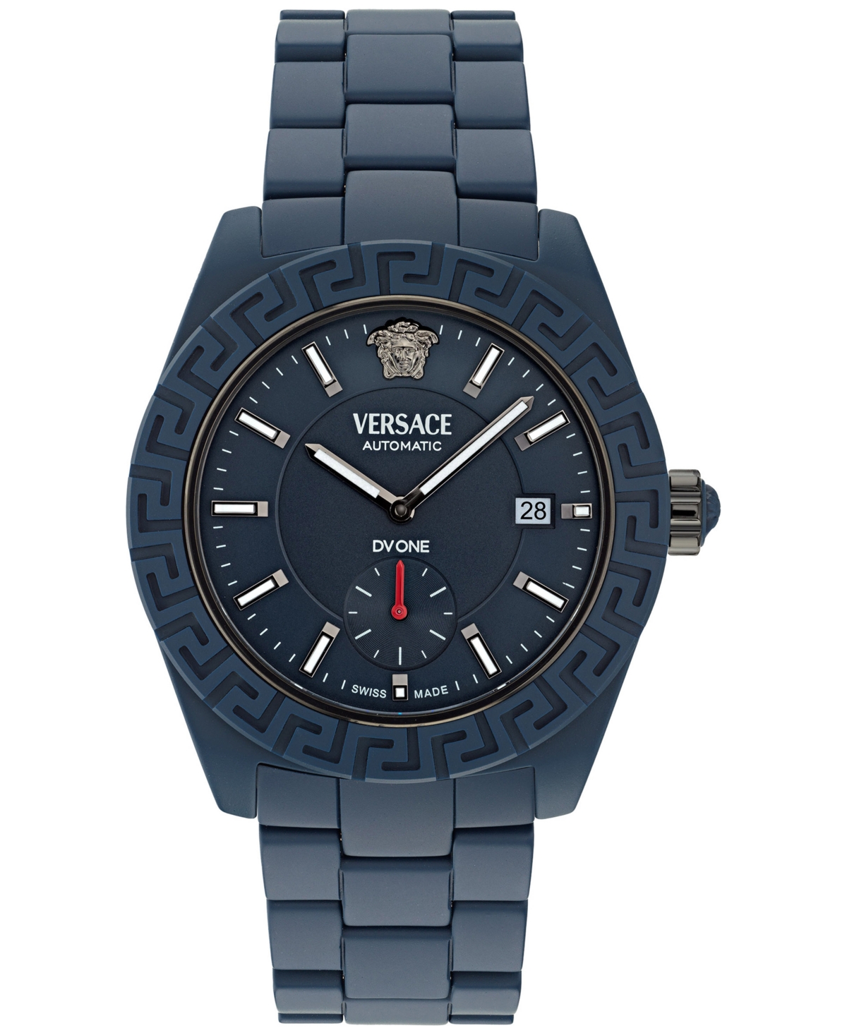 Shop Versace Men's Swiss Automatic Blue Ceramic Bracelet Watch 43mm