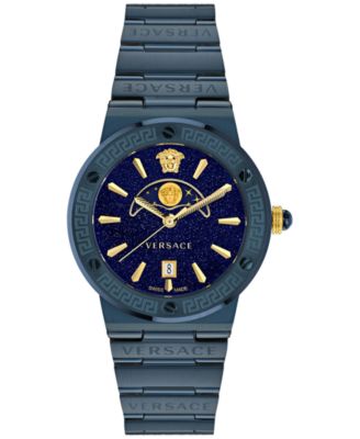 Versace - Women's Swiss Greca Logo Blue Ion Plated Stainless Steel Bracelet Watch 38mm