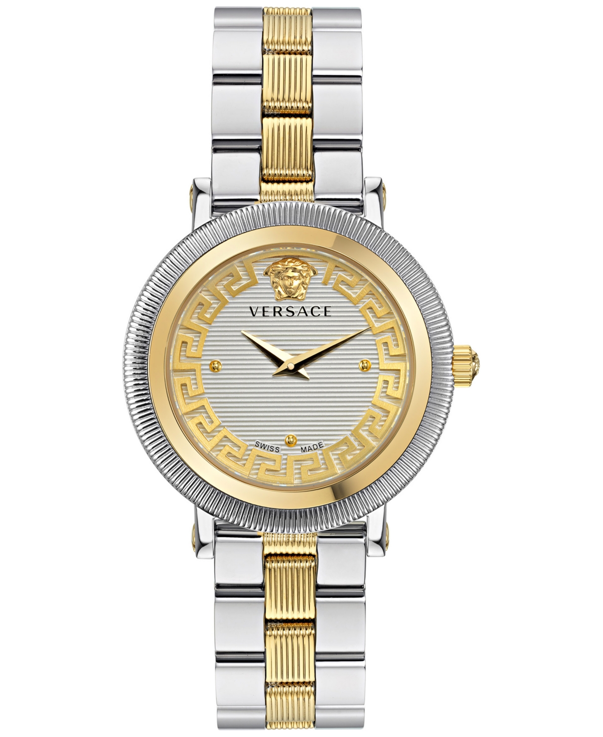 Versace Women's Swiss Greca Flourish Two-tone Stainless Steel Bracelet Watch 35mm In Silver/two-tone