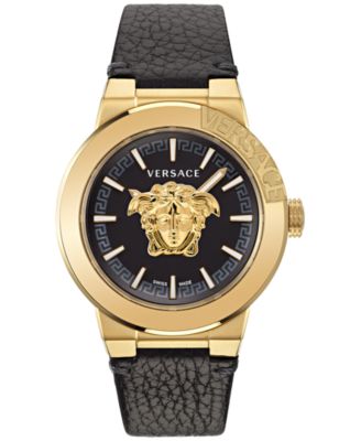 Versace - Men's Swiss Medusa Infinite Black Leather Strap Watch 47mm