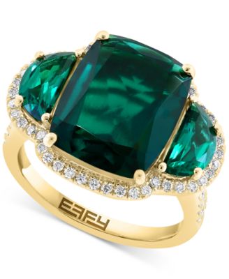 EFFY&reg; Lab Grown Sapphire (10-3/8 ct. t.w.) & Lab Grown Diamond (1/3 ct. t.w.) Halo Statement Ring in 14k Gold (Also in Lab Grown Ruby & Lab Grown Emerald)