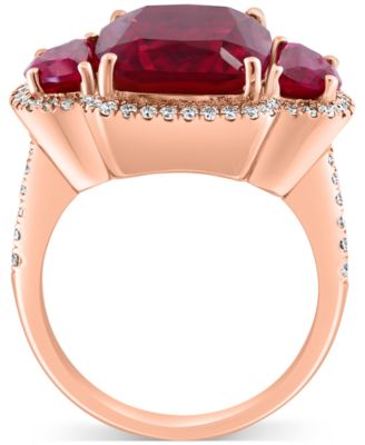 EFFY&reg; Lab Grown Sapphire (10-3/8 ct. t.w.) & Lab Grown Diamond (1/3 ct. t.w.) Halo Statement Ring in 14k Gold (Also in Lab Grown Ruby & Lab Grown Emerald)