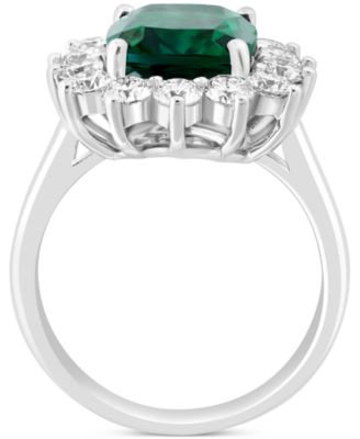 EFFY&reg; Lab Grown Emerald (3-1/4 ct. t.w.) & Lab Grown Diamond (1-3/8 ct. t.w.) Halo Ring in 14k White Gold