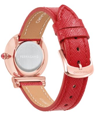 Ferragamo Salvatore Women's Gancini Swiss Red Leather Strap