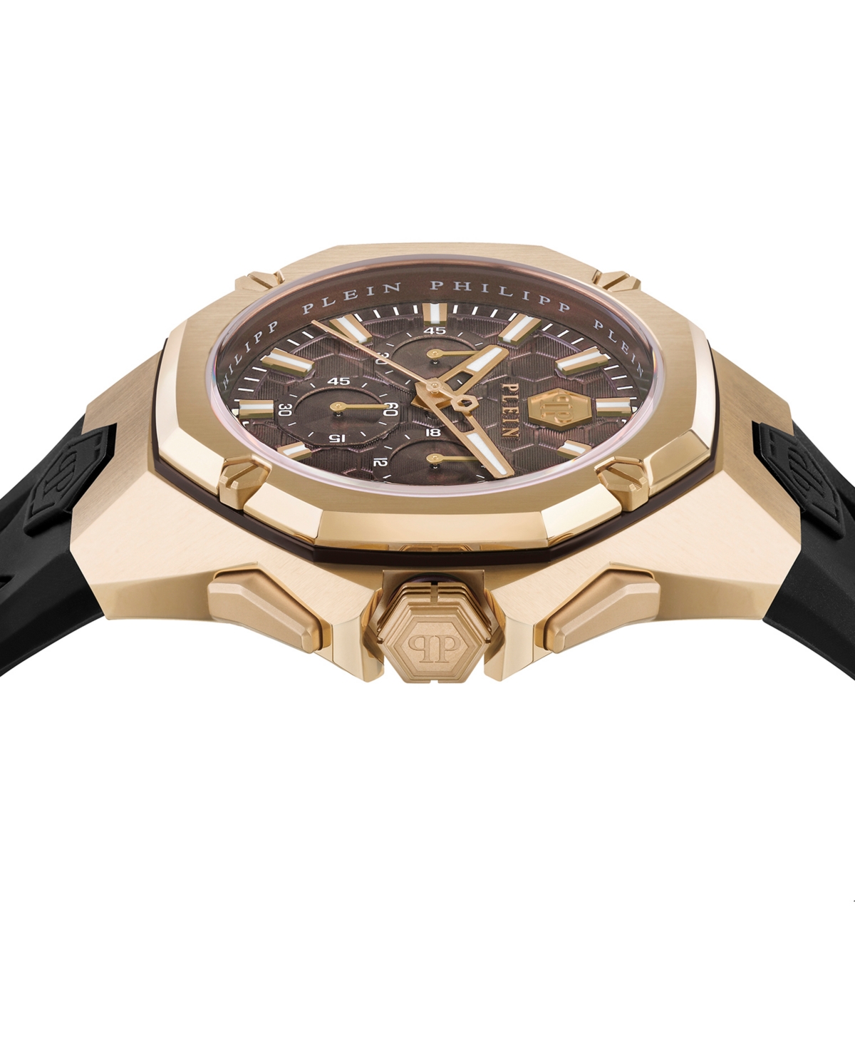 Philipp Plein Octagonal Chronograph Timepiece With Ip Yellow Gold Case In Ip Yellow Gold