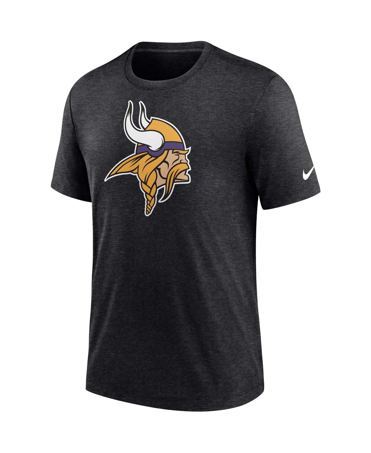 Shop Nike Men's  Heather Black Minnesota Vikings Rewind Logo Tri-blend T-shirt