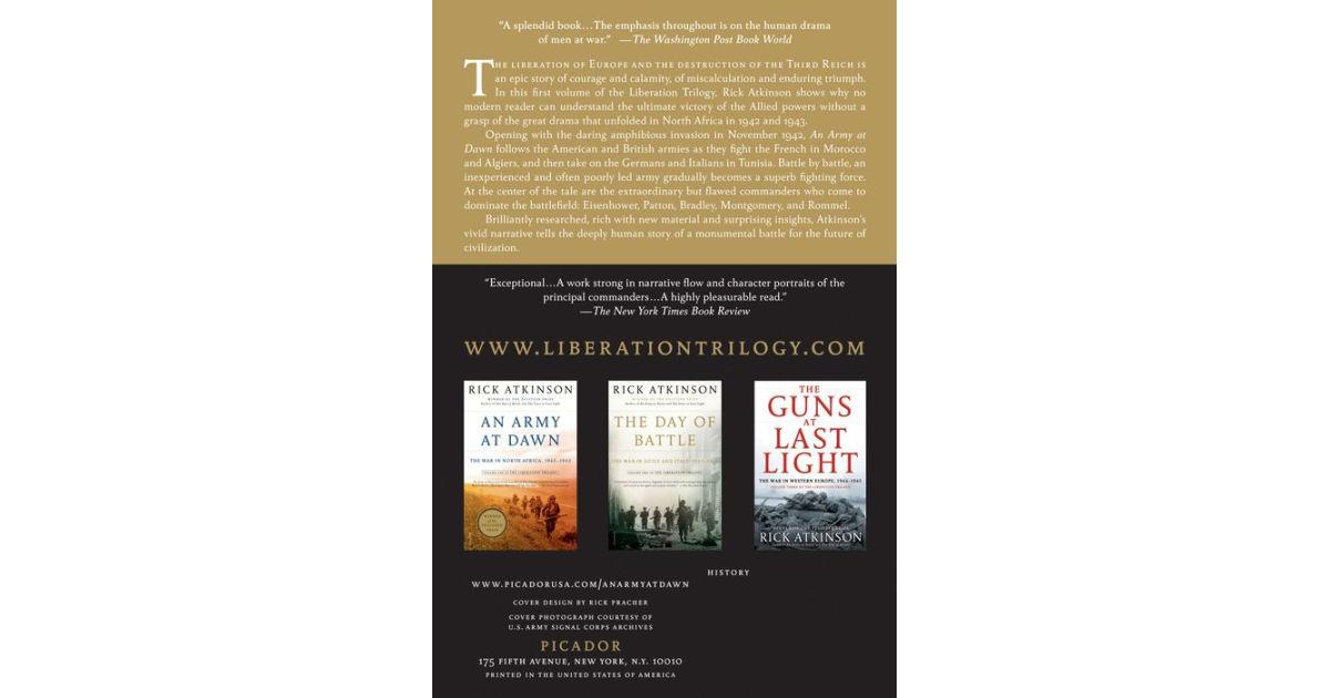 An Army at Dawn- The War in North Africa, 1942-1943 (Liberation Trilogy, Volume 1) by Rick Atkinson