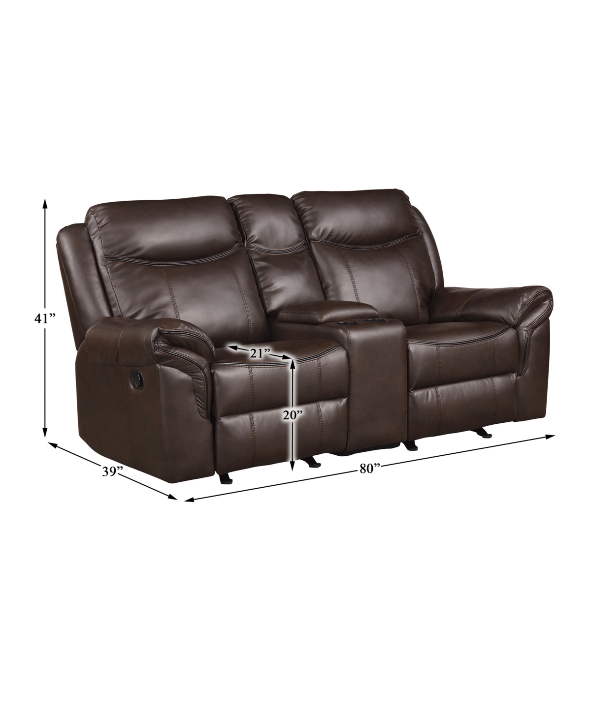 White Label Calico Double Glider Reclining Love Seat with Center Console, Power Outlets, Hidden Drawer and Usb Ports