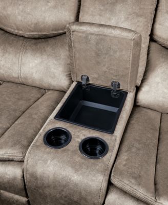 White Label Veloce 79" Double Glider Reclining Loveseat with Console