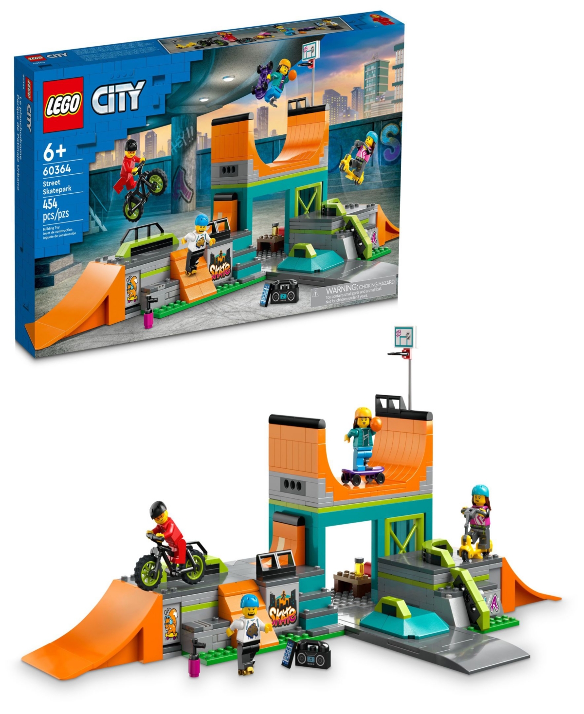 Lego Kids' City Street Skate Park Building Toy Set 60364 In Multicolor