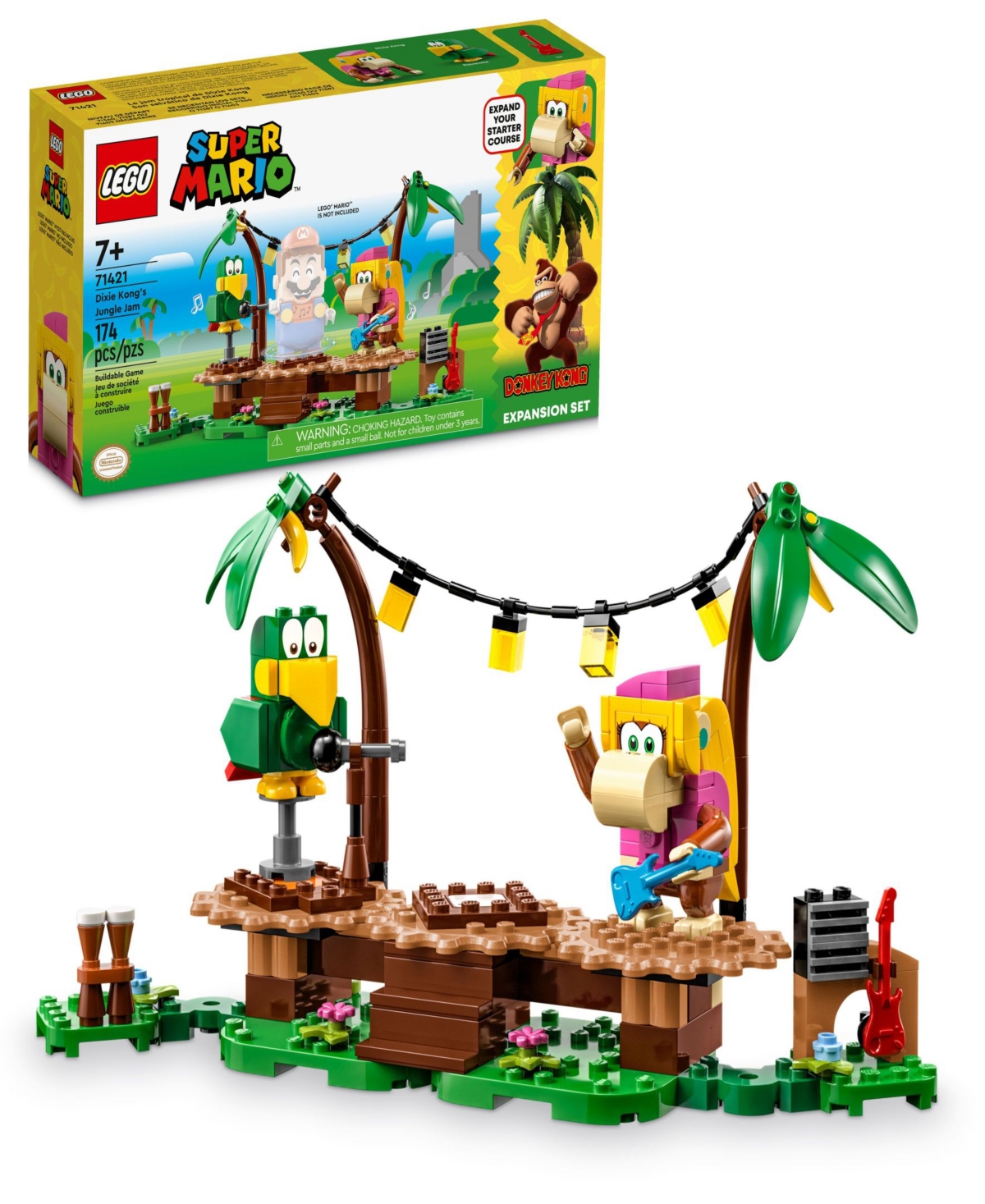 Lego Kids' Super Mario 71421ndixie Kong's Jungle Jam Expansion Toy Building Set With Dixie Kong & Squawks Minif In Multicolor
