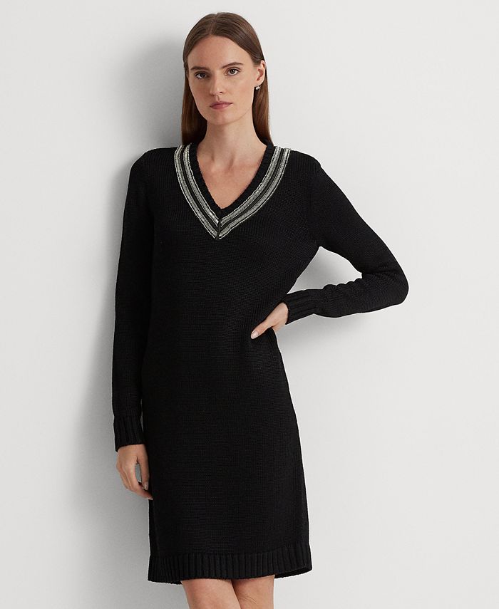 Lauren Ralph Lauren Women's Beaded Cricket Sweater Dress - Macy's