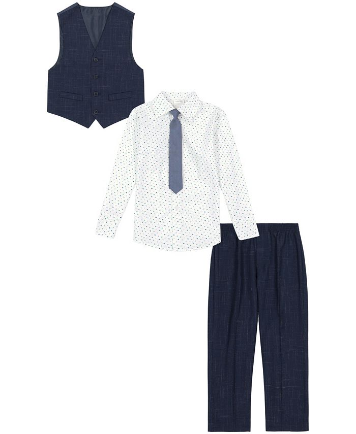 Calvin Klein Toddler Boys Odyssey Vest, Pant, Dress Shirt and Necktie ...