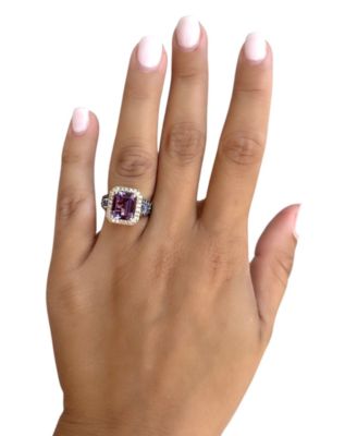 Multi-Gemstone (3 ct. t.w.) & Diamond (3/4 ct. t.w.) Halo Statement Ring in 14k Gold