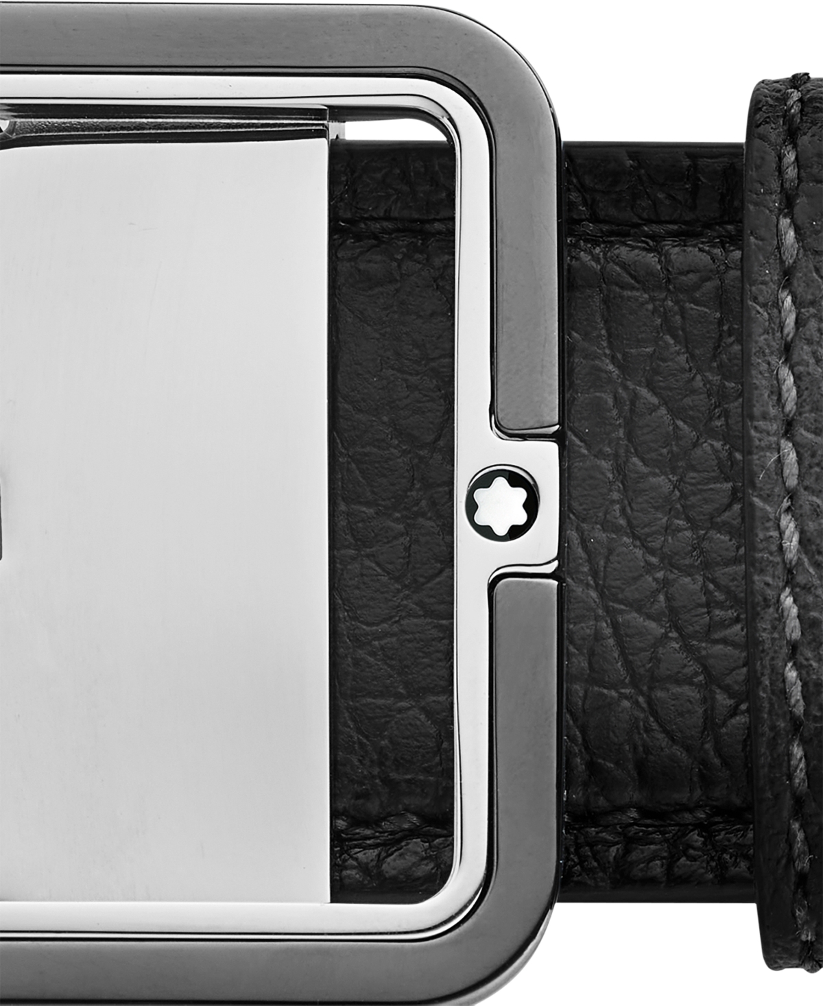 Shop Montblanc Rectangular Buckle Leather Belt In Grey