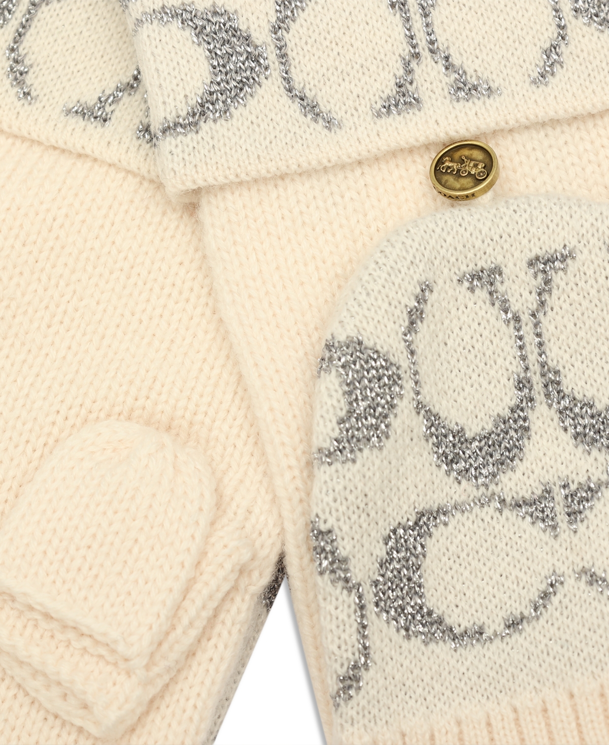 Coach Women's Metallic Pop Top Logo Gloves