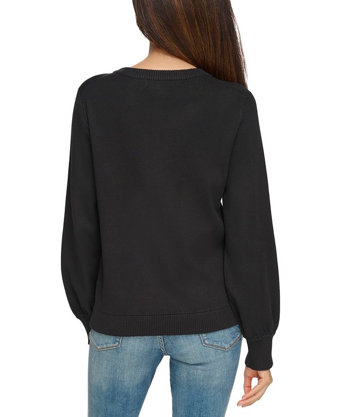 KARL LAGERFELD PARIS Women's Embellished Logo-Graphic Sweater - Macy's