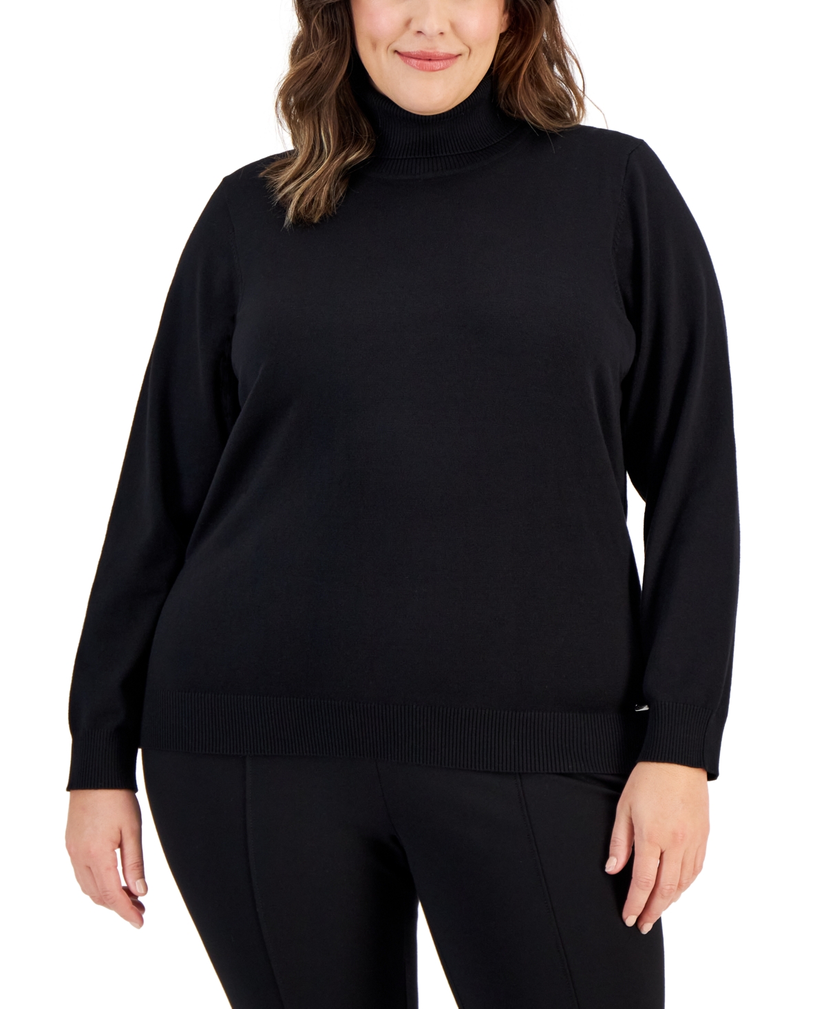 Calvin Klein Plus Size Turtleneck Sweater In Black