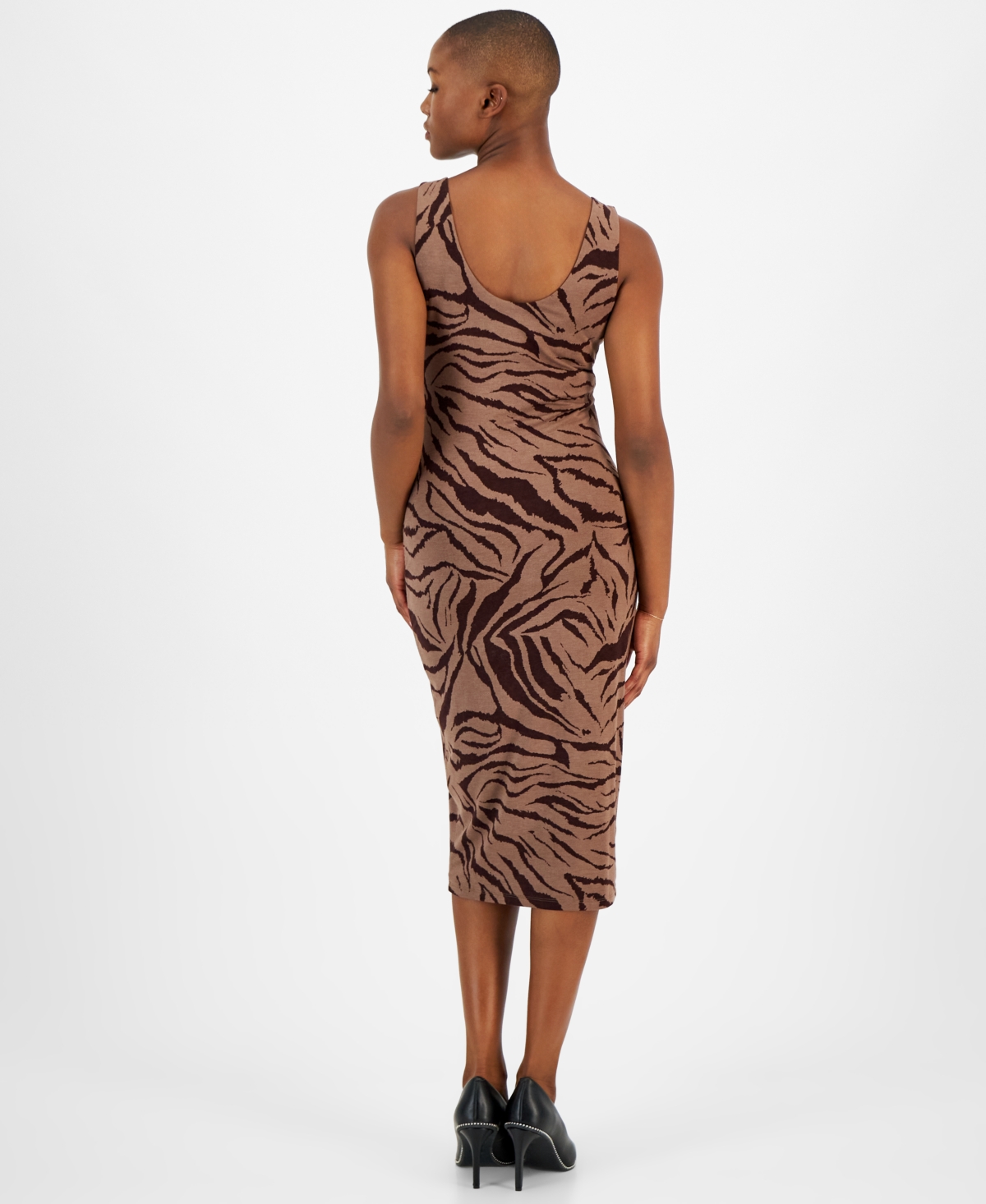 Shop Bar Iii Petite Sleeveless Bodycon Midi Dress, Created For Macy's In Chelsea Zebra