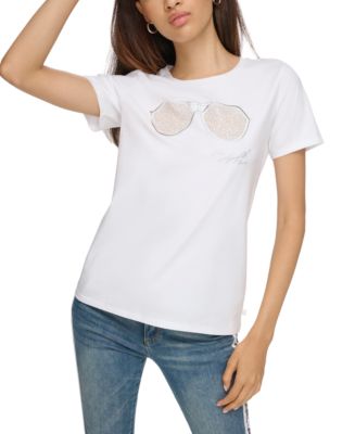KARL LAGERFELD PARIS Women's Embellished Sunglasses T-Shirt