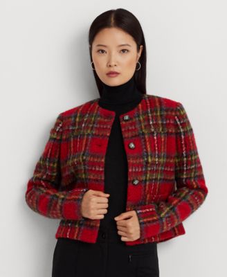 Lauren Ralph Lauren Petite Embellished Button Plaid Blazer Macy s