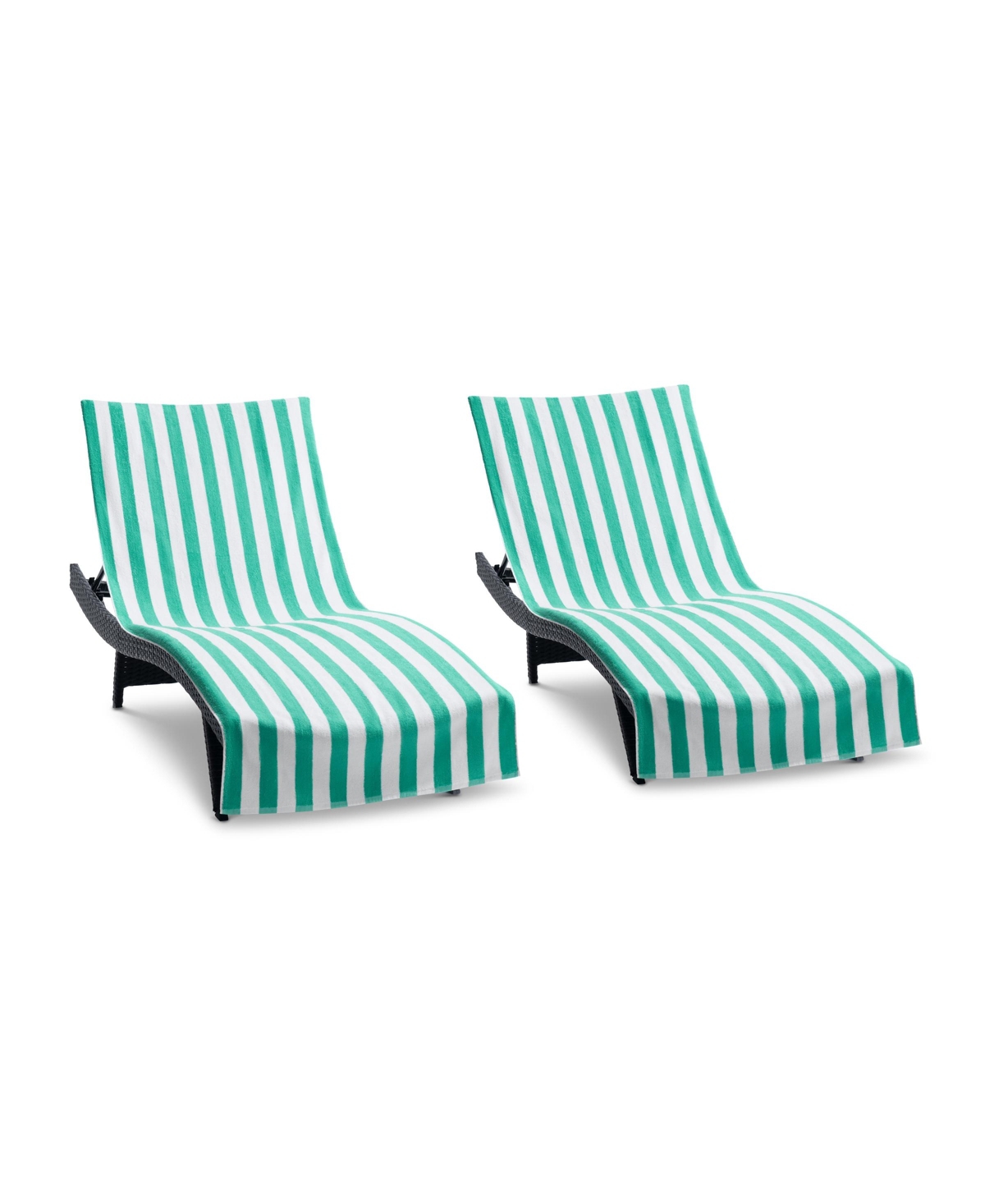 California Cabana Chaise Lounge Covers (2 Pack), Striped Color Options, 30x85 in. with 8" Fitted Pocket for Beach or Pool Chair - Beige