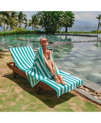 California Cabana Chaise Lounge Covers (2 Pack), Striped Color Options, 30x85 in. with 8" Fitted Pocket for Beach or Pool Chair