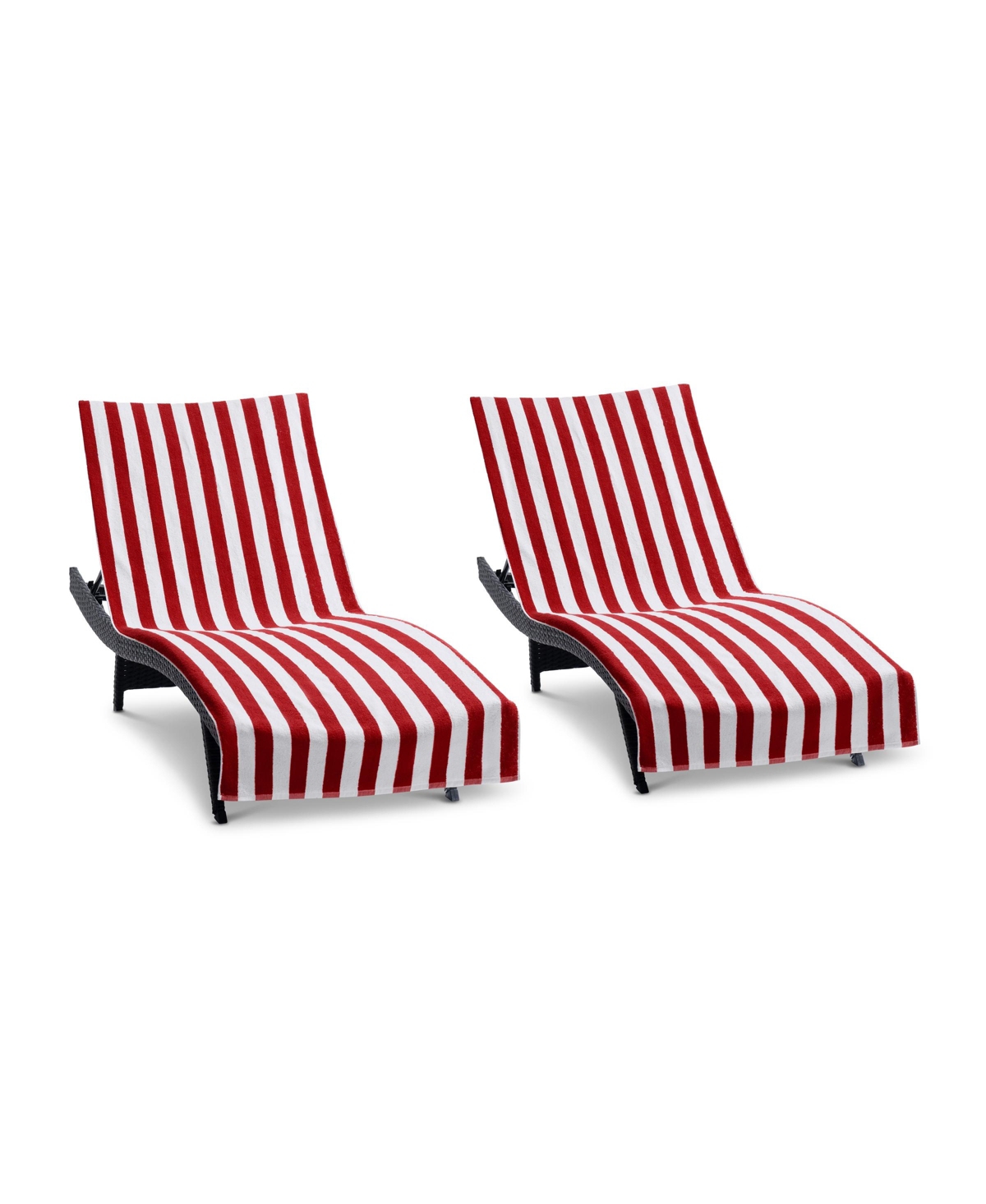 California Cabana Chaise Lounge Covers (2 Pack), Striped Color Options, 30x85 in. with 8" Fitted Pocket for Beach or Pool Chair - Beige
