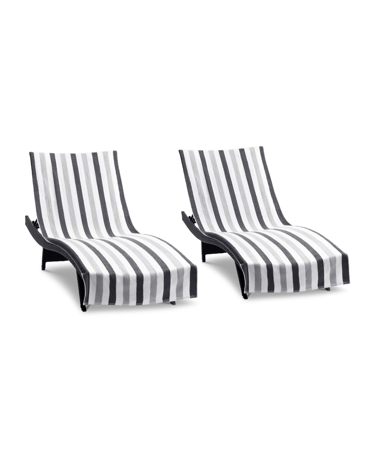 Cabo Cabana Chaise Lounge Chair Covers (2 Pack), Striped Color Options, Soft Cotton, 30x85 in. with 8" Fitted Pocked for Beach Chair -