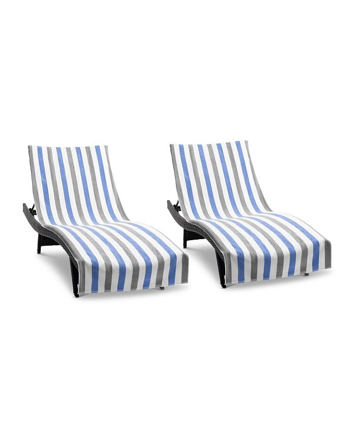 Pack Of 2 Extra Large Beach Lounge Chair Towels - 30" X 85" With Fitted Pocket, 100% Cotton