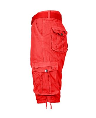 Men's Vintage-Like Cotton Cargo Belted Shorts