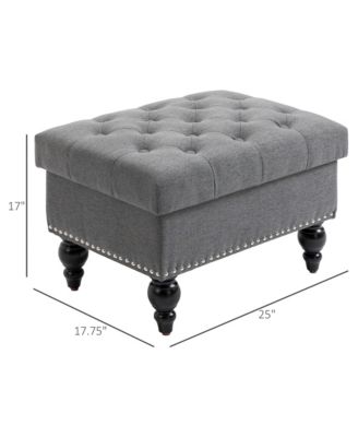 25" Button-Tufted Storage Ottoman with Removable Lid,