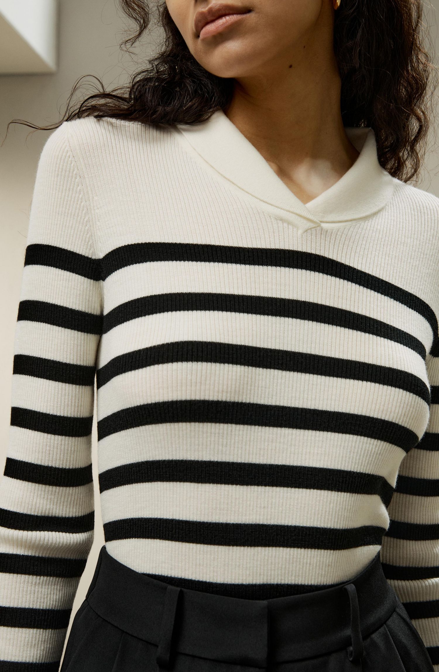 Women's Striped Ultra-fine Merino Wool Sweater