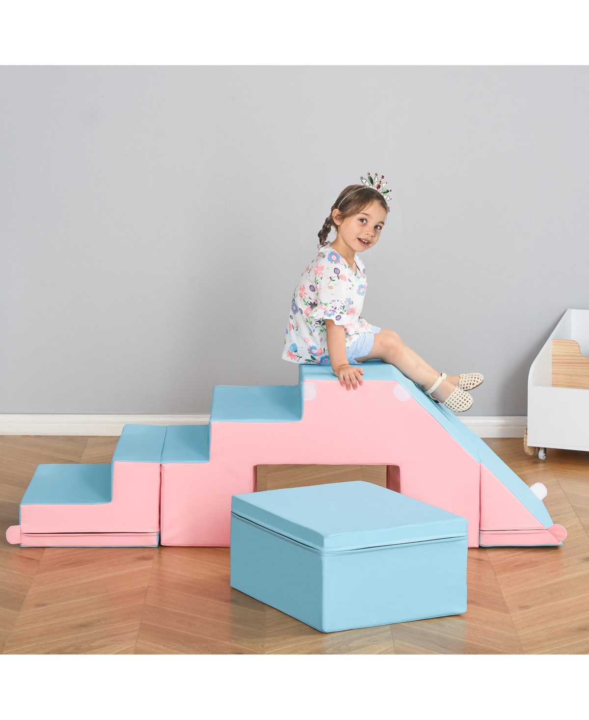 Qaba Foam Play Set for Toddlers and Children, Easy-to-clean 2 Piece Soft & Safe Kids Climbing Set for Crawling or Sliding, Multicolor - Open Miscellan