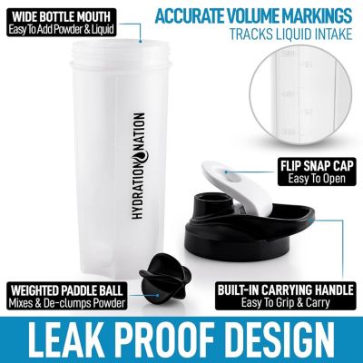 Protein Shaker Bottle 28oz - Shaker Bottles For Protein Mixes With Paddle Shaker Ball