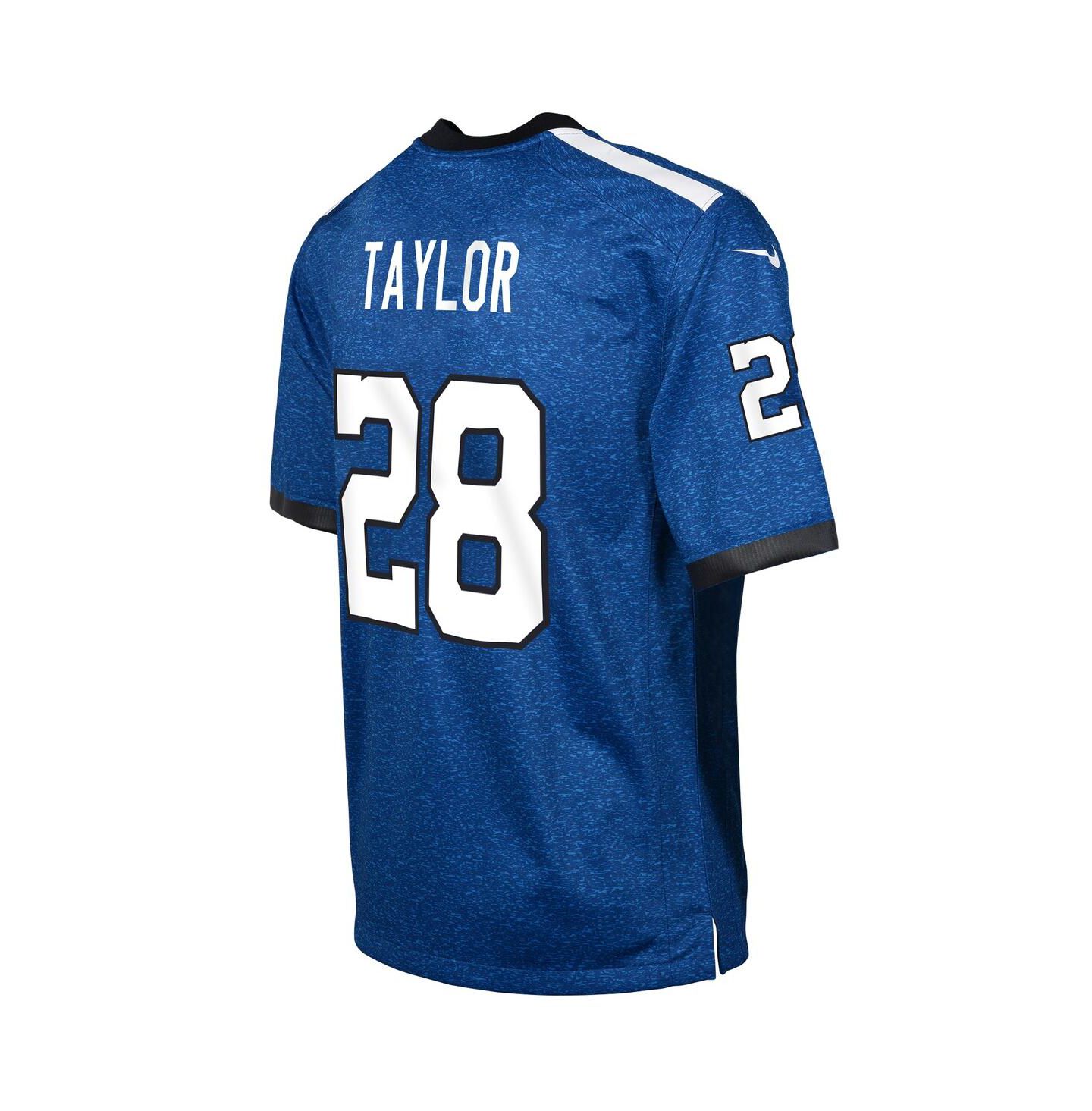 Топ Nike Jonathan Taylor Indianapolis Colts Indiana Nights Alternate Game Jersey для мальчиков, цвет: Королевский синий / Чёрный — фото 3