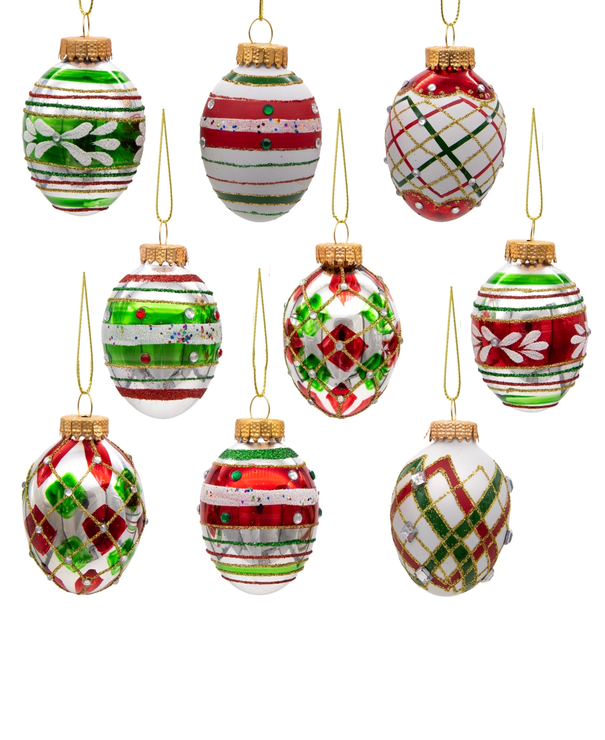 Kurt Adler 45mm Glass Decorated Eggs, 9 Piece Set In Multicolored